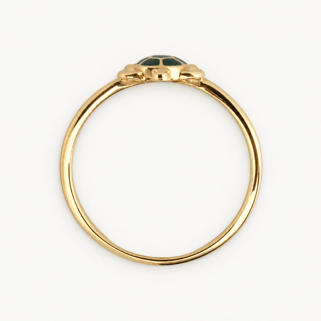 14K Gold Green Turtle Ring — profile view