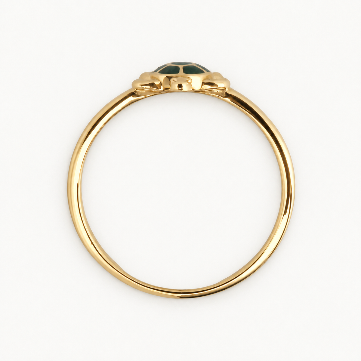 14K Gold Green Turtle Ring — profile view