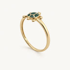 14K Gold Green Turtle Ring — three-quarter view