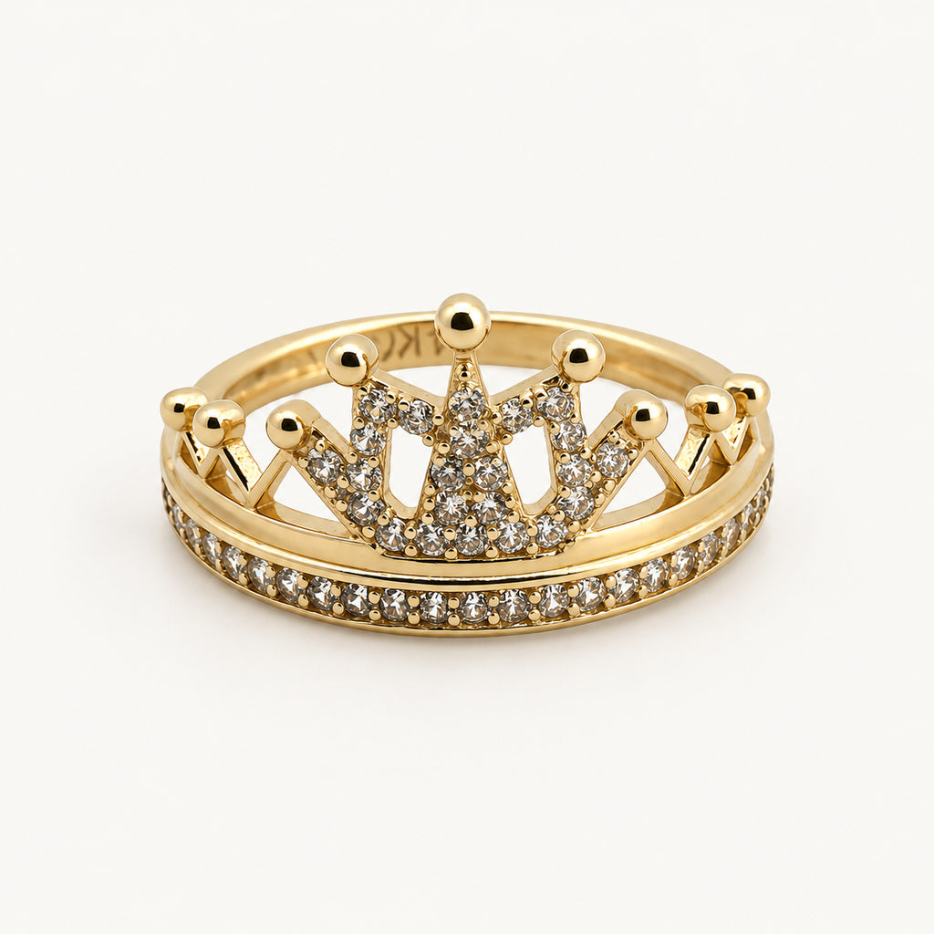 14K Gold Crown Accent Ring — front view