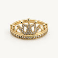 14K Gold Crown Accent Ring — front view