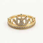 14K Gold Crown Accent Ring — front view