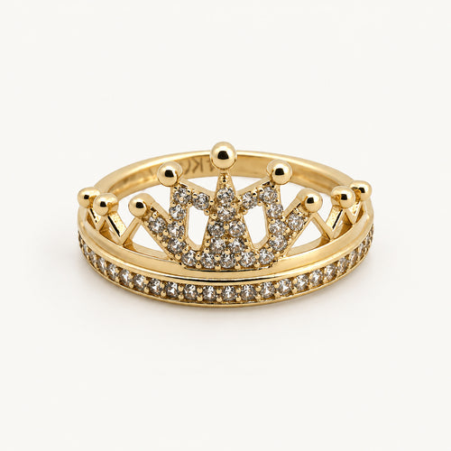14K Gold Crown Accent Ring — front view