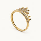 14K Gold Crown Accent Ring — three-quarter view