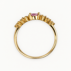 14K Gold Pink Pear and Clear Stone Ring — profile view