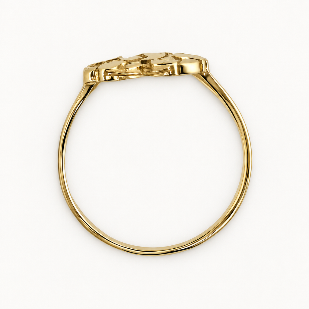 14K Gold Textured Heart Ring — profile view