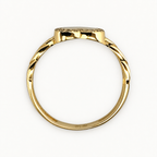 14K Gold Heart Halo Chain-Link Ring — profile view