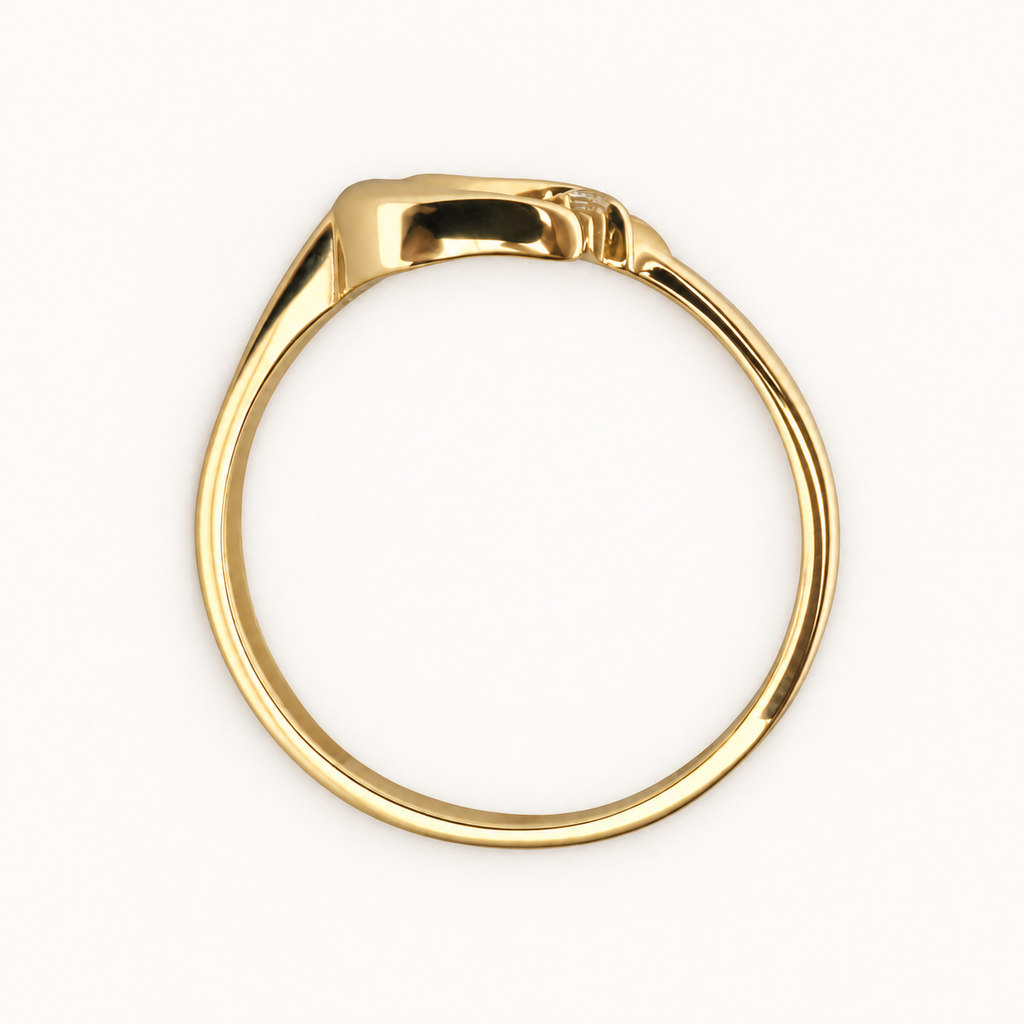 14K Gold Crescent Moon and Star Ring — profile view