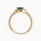 14K Gold Green Oval Halo Ring — profile view
