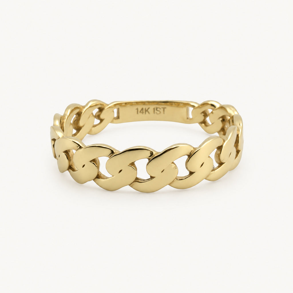 14K Gold Heart-Link Band — front view