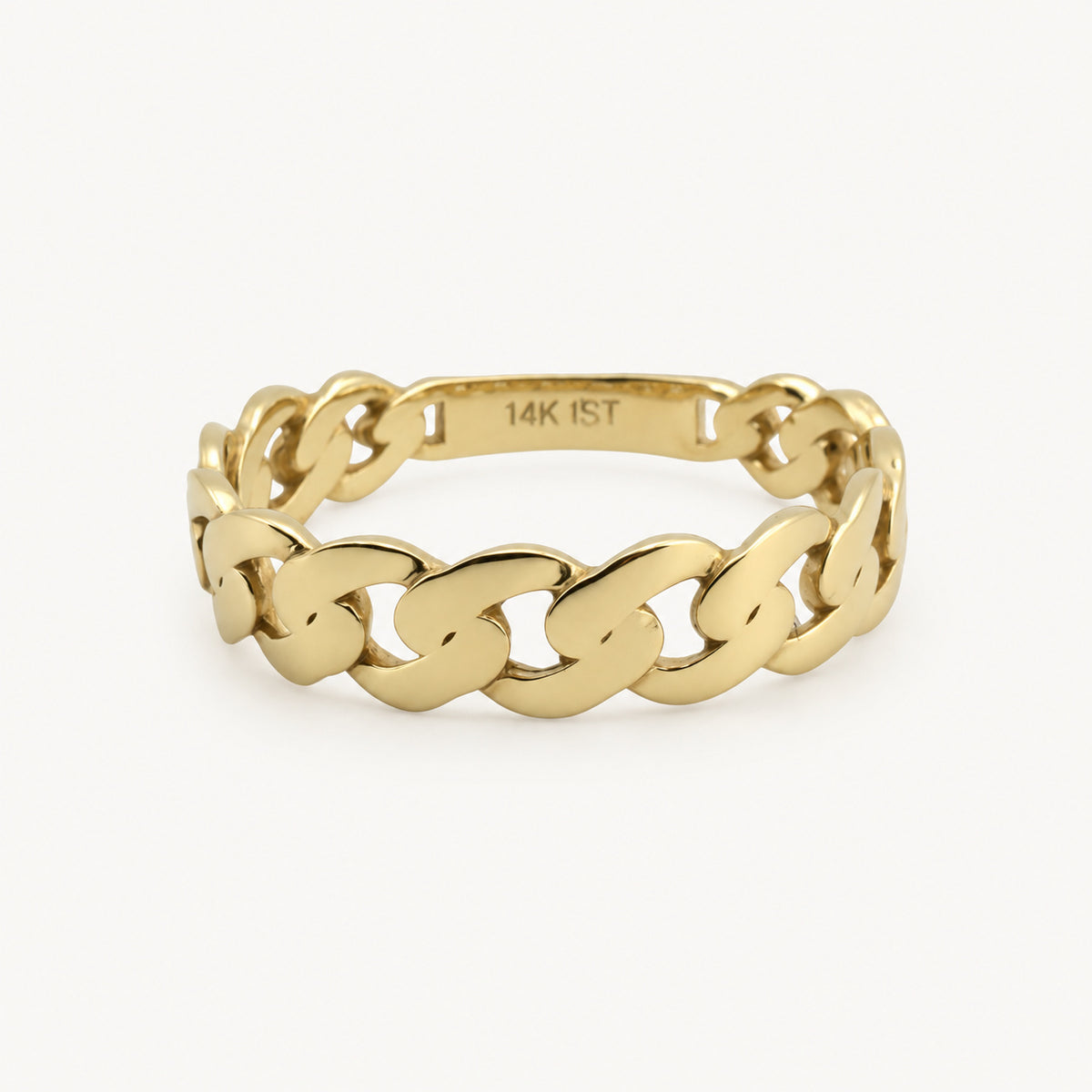 14K Gold Heart-Link Band — front view