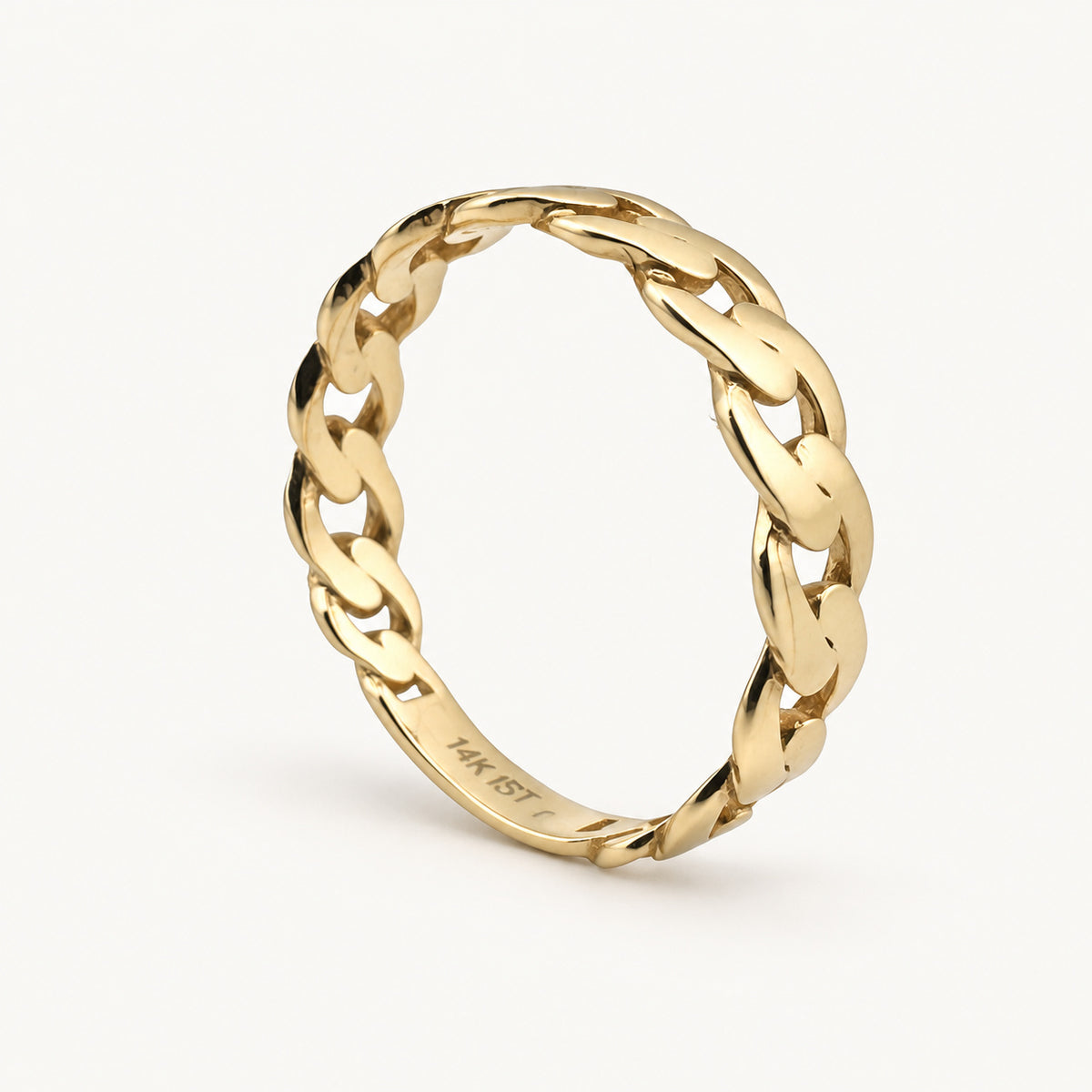 14K Gold Heart-Link Band — three-quarter view