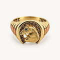 14K Gold Horse and Horseshoe Ring — front view