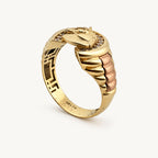 14K Gold Horse and Horseshoe Ring — three-quarter view