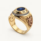 14K Gold Blue Oval Roman-Numeral Ring — three-quarter view