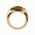 14K Gold Green Accent Rectangular Signet Ring — profile view