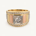 14K Gold Mixed-Tone Sunburst Signet Ring — front view