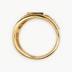 14K Gold Mixed-Tone Sunburst Signet Ring — profile view