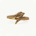 14K Gold Stone-Accent Snake Ring — front