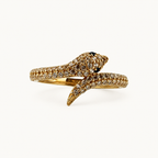 14K Gold Stone-Accent Snake Ring — front
