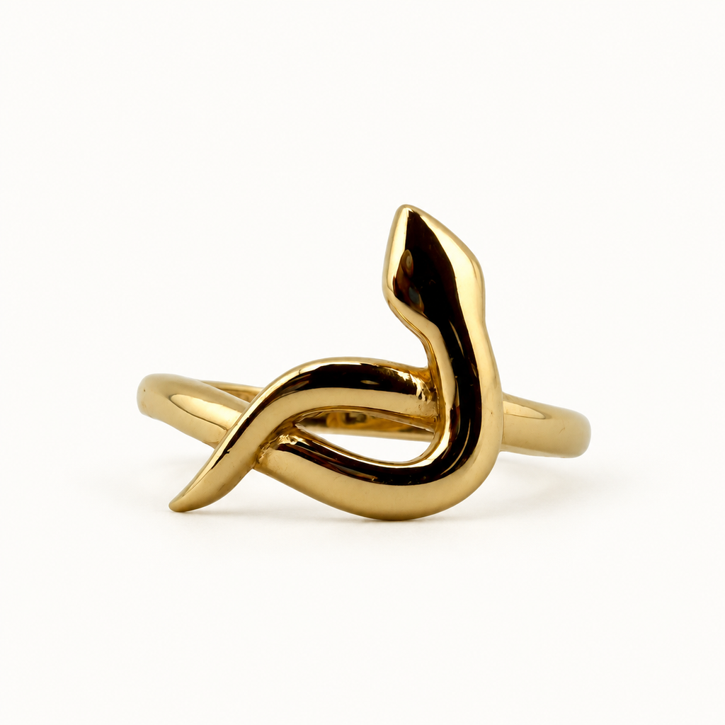 14K Gold Curved Motif Ring — front