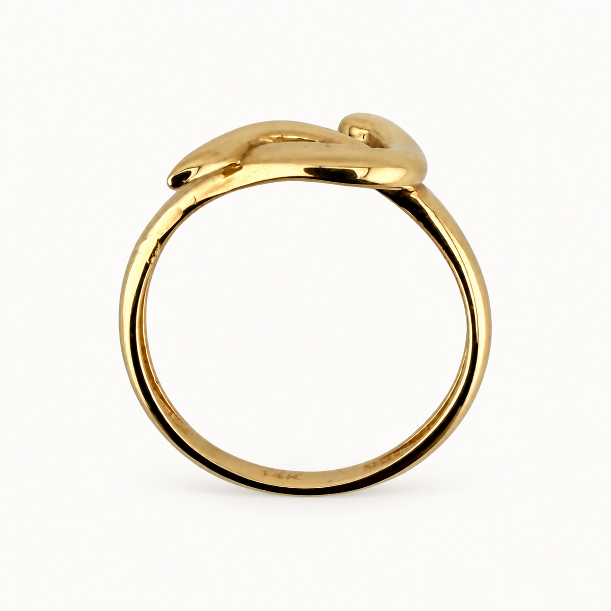 14K Gold Curved Motif Ring — profile