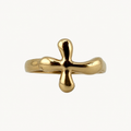 14K Gold Cross Ring — front